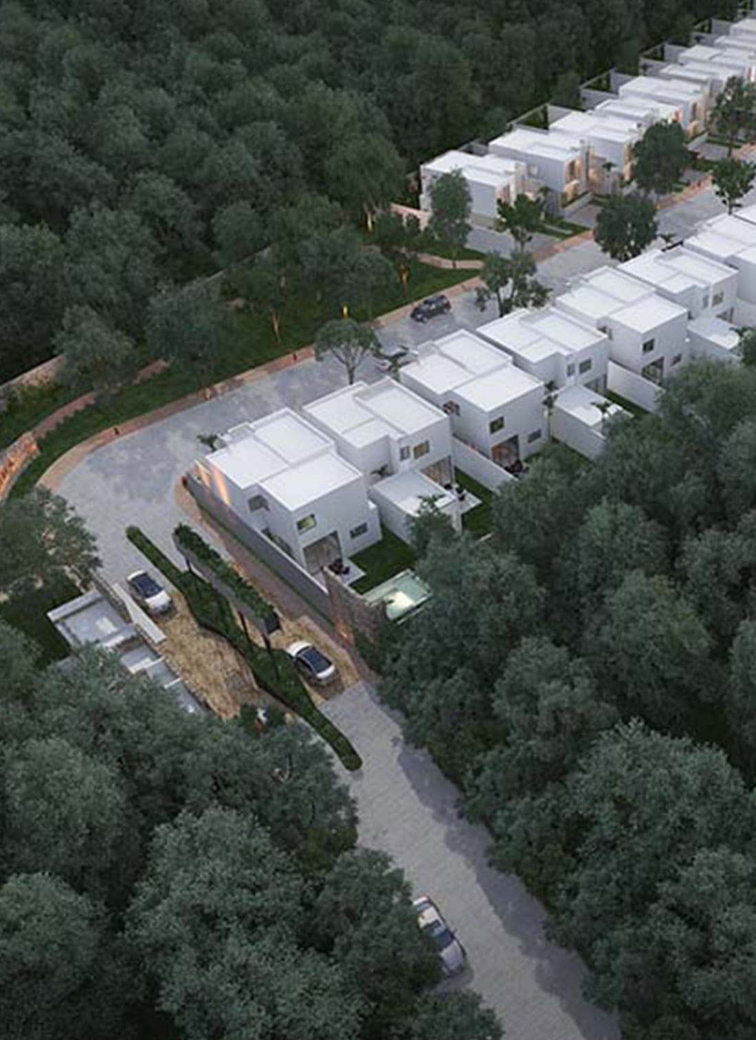 Vista aérea de Alba residencial en Conkal, Mérida, Yucatán. Proyecto inmobiliario por AMG Desarrollos